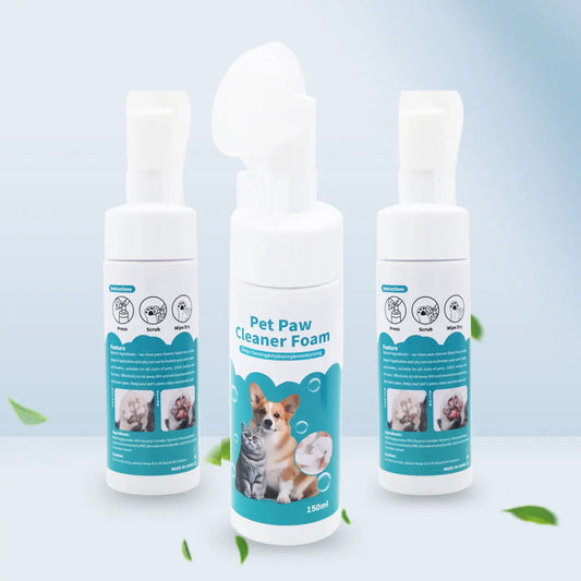 Factory Direct Sale Natural and Safe Ingredient Dog Cleaning Foam No Rinse Pet Paw Cleaner Foam with Scrubber Brush